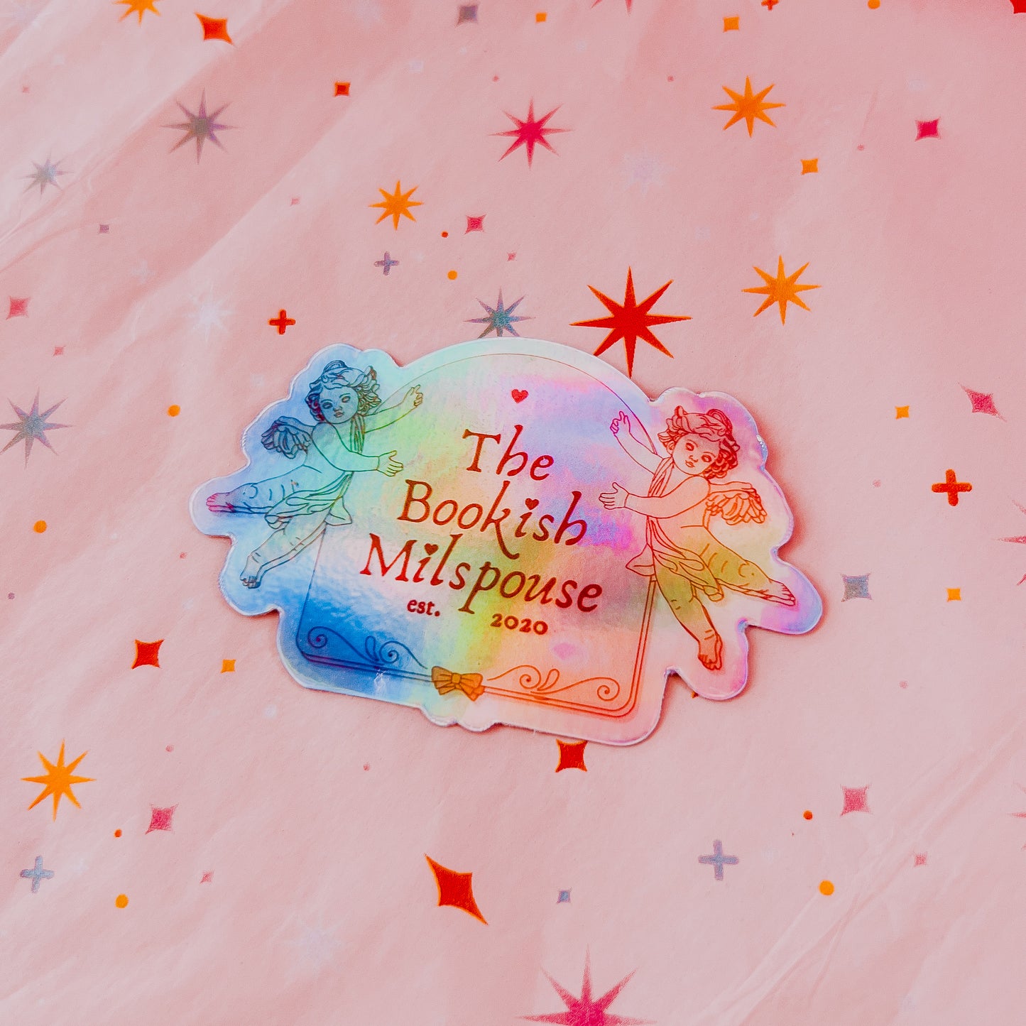 Valentine’s Cupid The Bookish Milspouse - 3” Holographic Vinyl Sticker