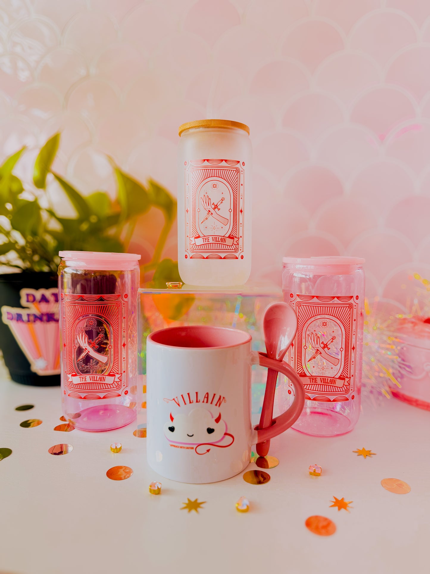 The Villain • 16oz Pink Glass Tumbler