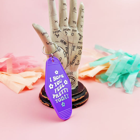Retro Motel Style Hope You Feel Pretty Keychain