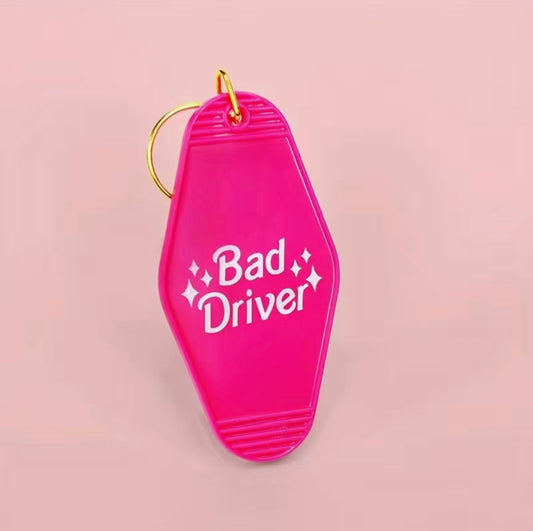 Retro Motel Style Bad Driver Barbie Keychain