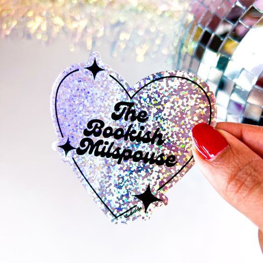 The Bookish Milspouse 3” Glitter Vinyl Sticker