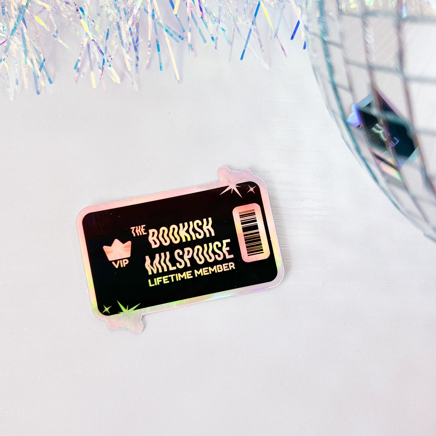 The Bookish Milspouse VIP Black Card - 3" Vinyl Holographic Sticker