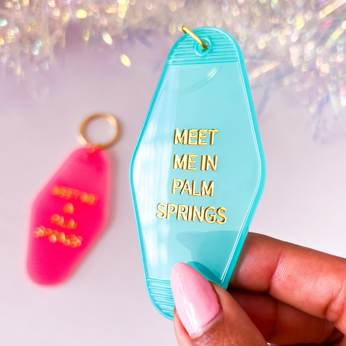 Retro Motel Style Meet Me In Palm Springs Keychain