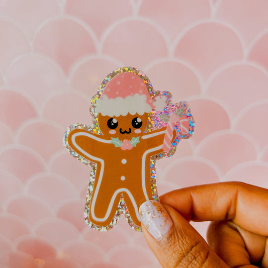 Gingerbread Boy • 3” Vinyl Glitter Sticker