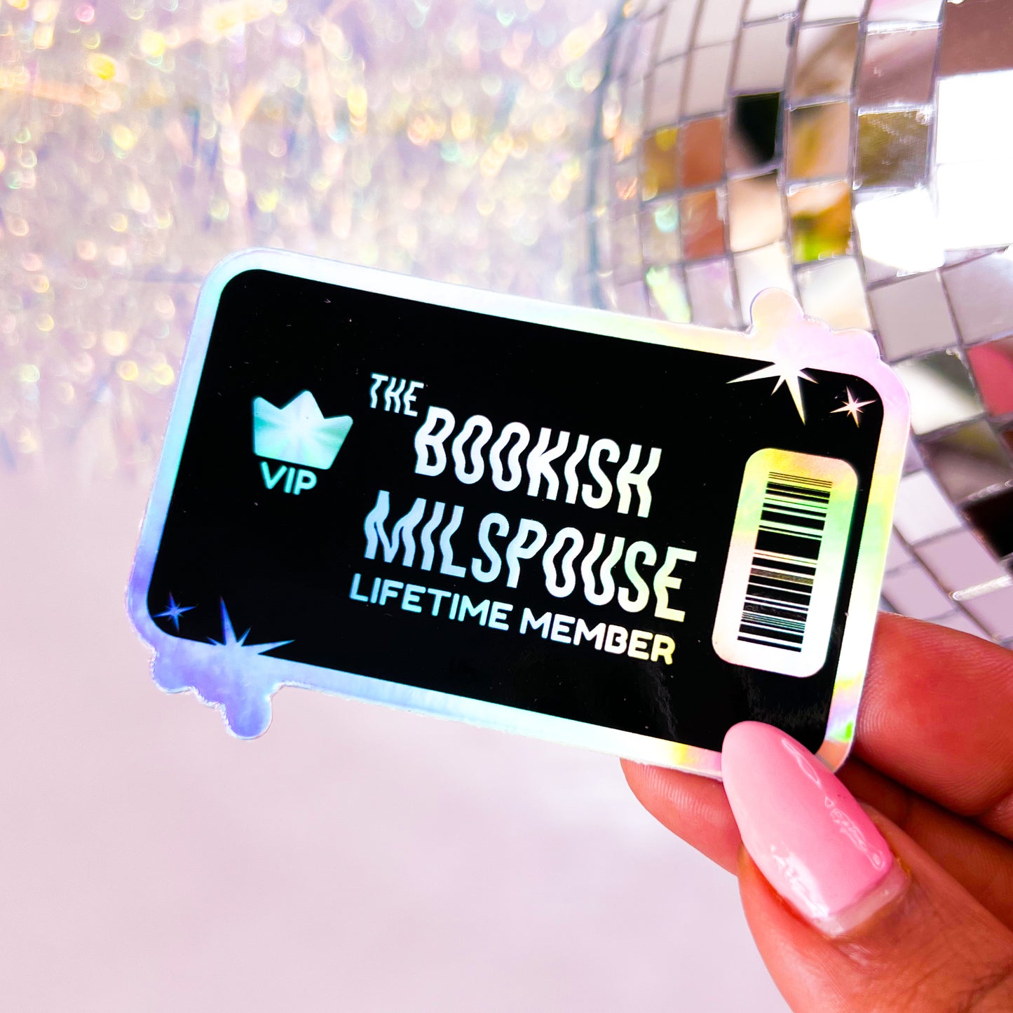 The Bookish Milspouse VIP Black Card - 3" Vinyl Holographic Sticker