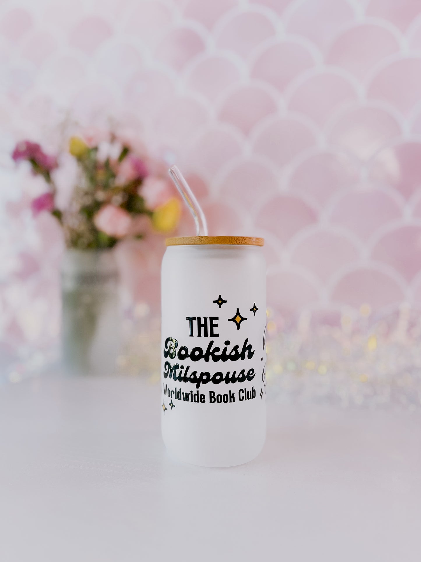 The Bookish Milspouse 16oz Frosted Glass Tumbler