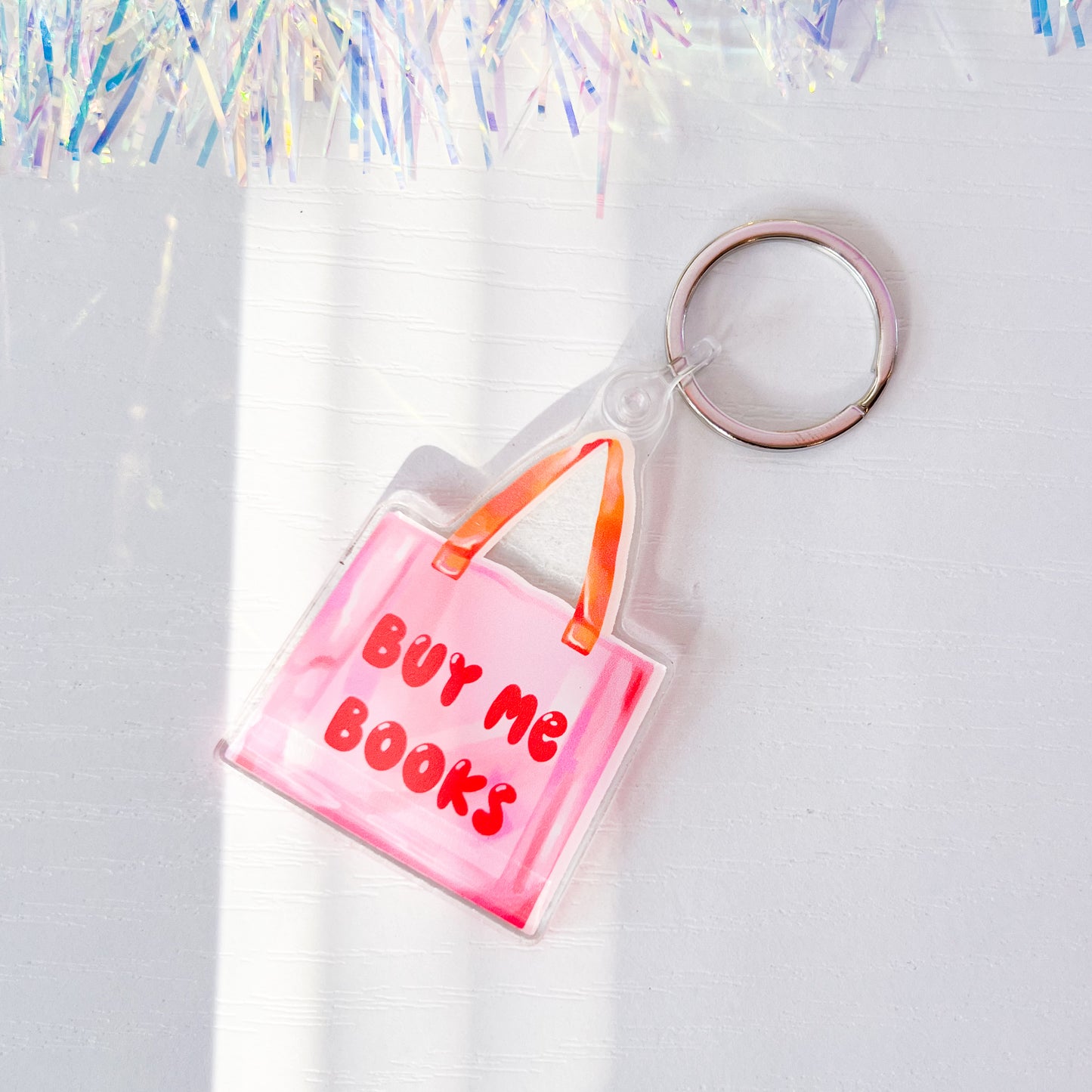 Buy Me Books Shopping Bag - Acrylic 3" Keychain