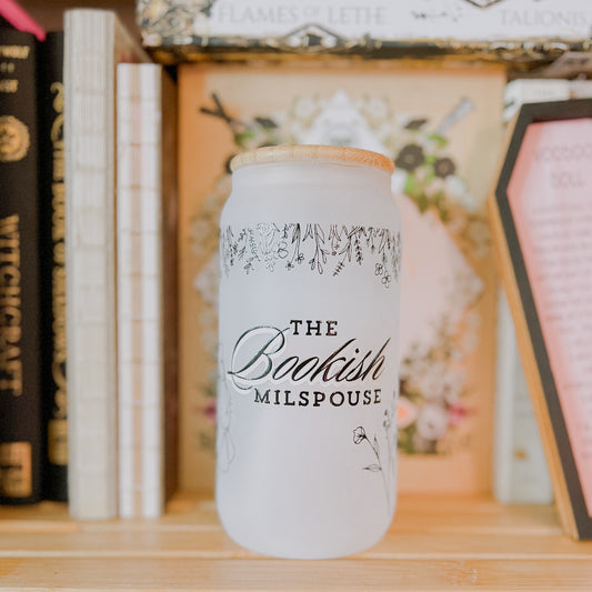 The Bookish Milspouse Frosted Glass 16oz Tumbler w/Bamboo Lid & Glass Straw