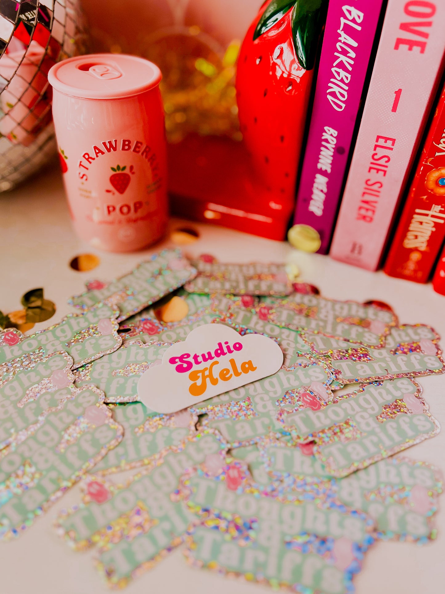 Thoughts & Tariffs • 3” Glitter Vinyl Sticker