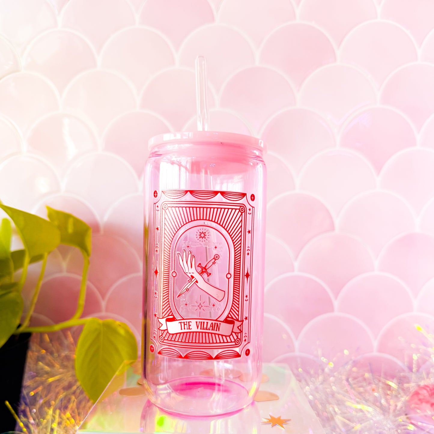 The Villain • 16oz Pink Glass Tumbler
