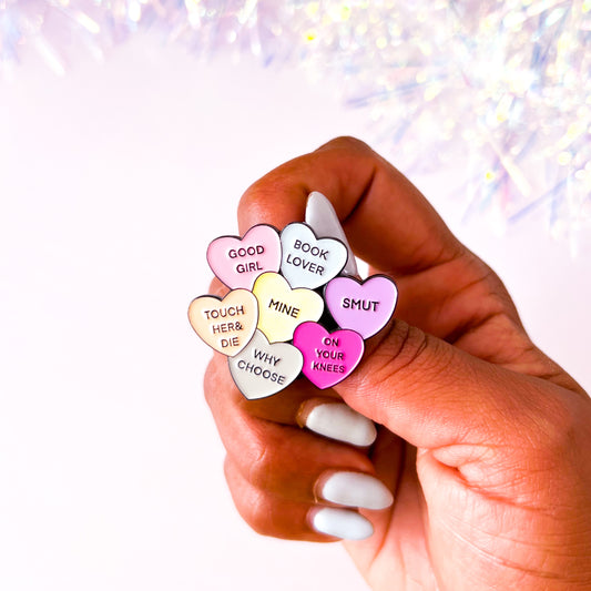 Smut Lover Candy Hearts Enamel Pin