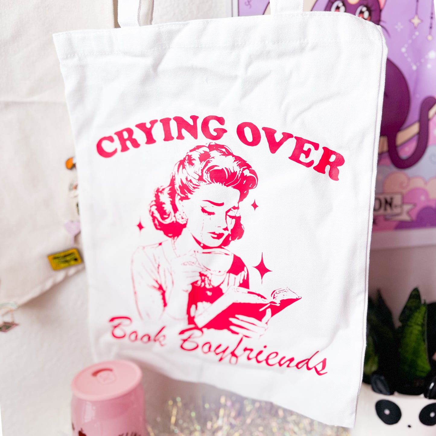 Crying Over Book Boyfriends Tote Bag (2 Colors)