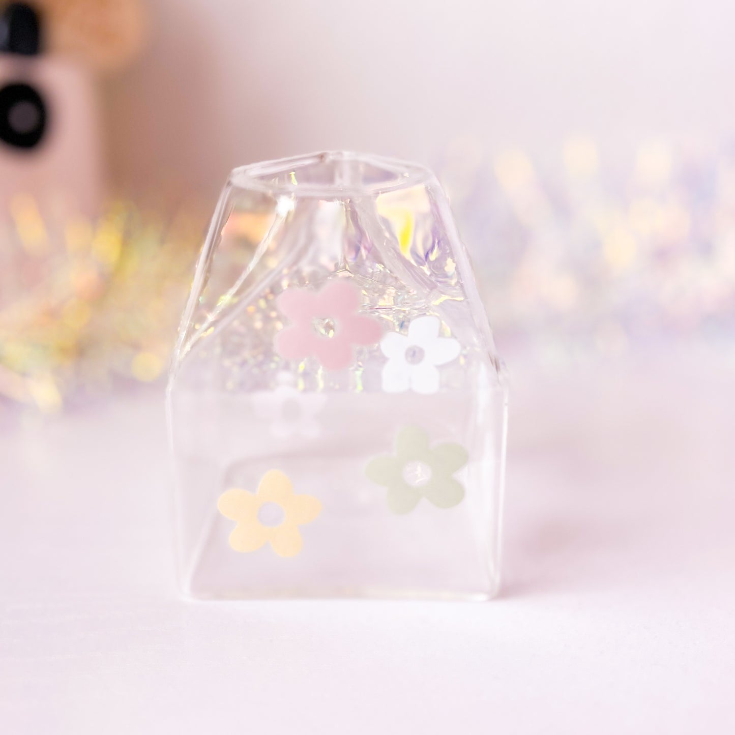 Flower Power Glass Milk Carton