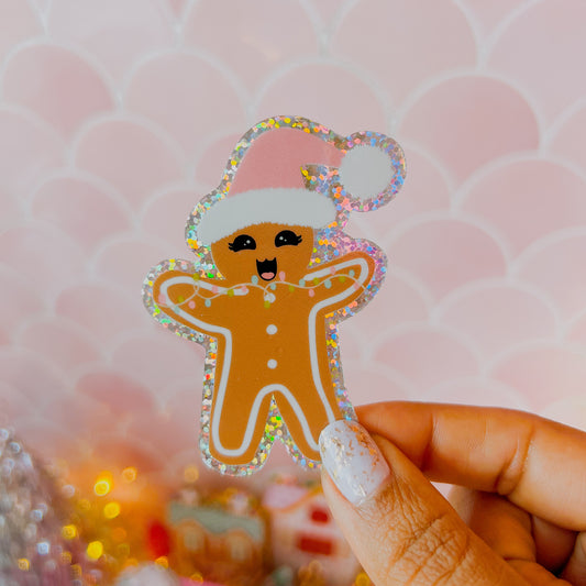 Gingerbread Girl • 3” Vinyl Glitter Sticker