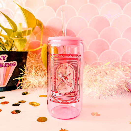 The Villain • 16oz Pink Glass Tumbler