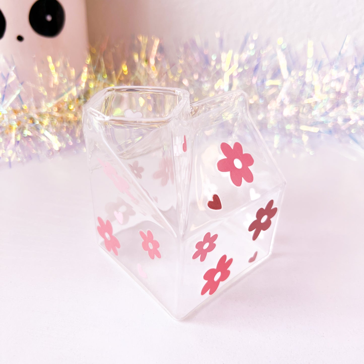 Flower Power Glass Milk Carton