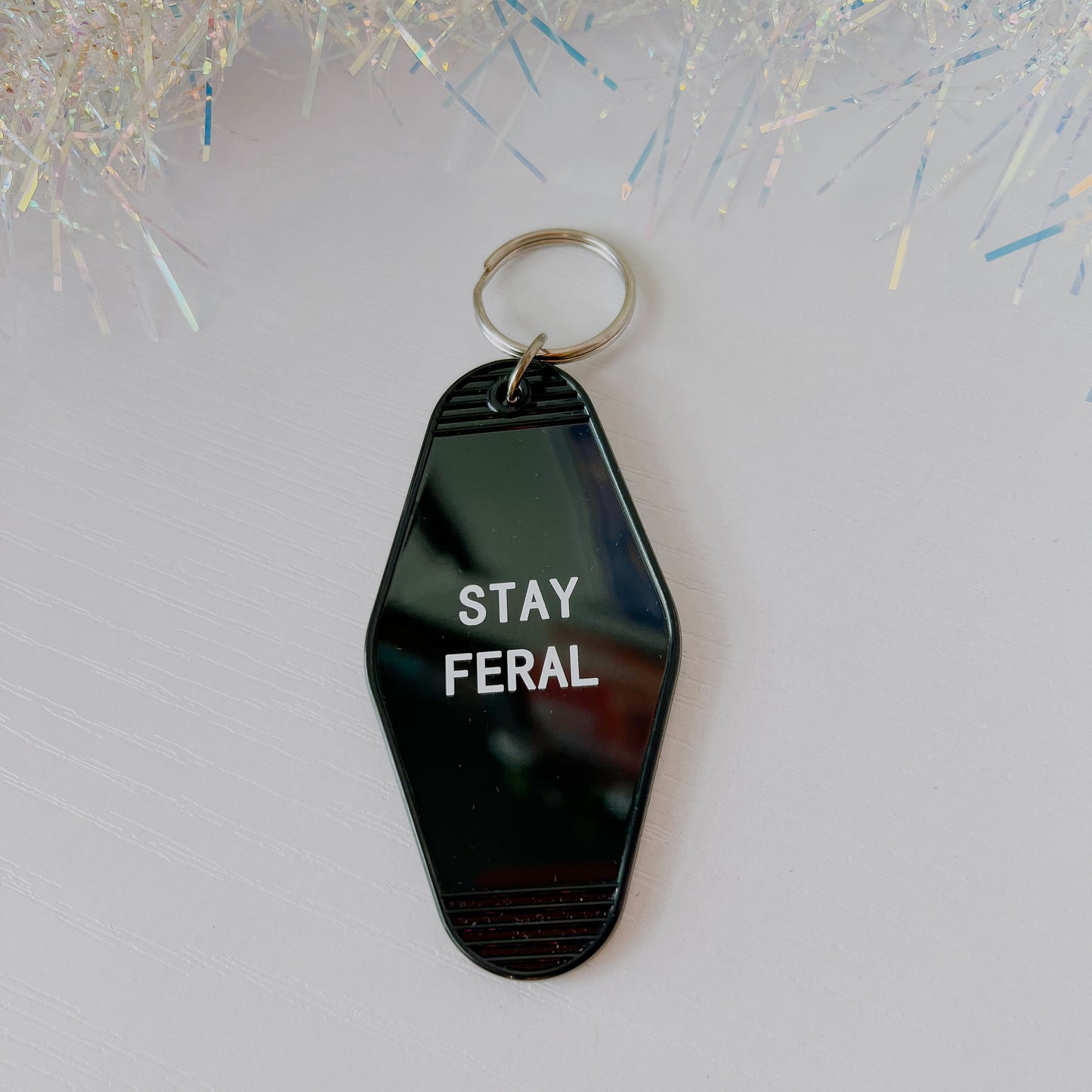 Retro Motel Style Stay Feral Keychain