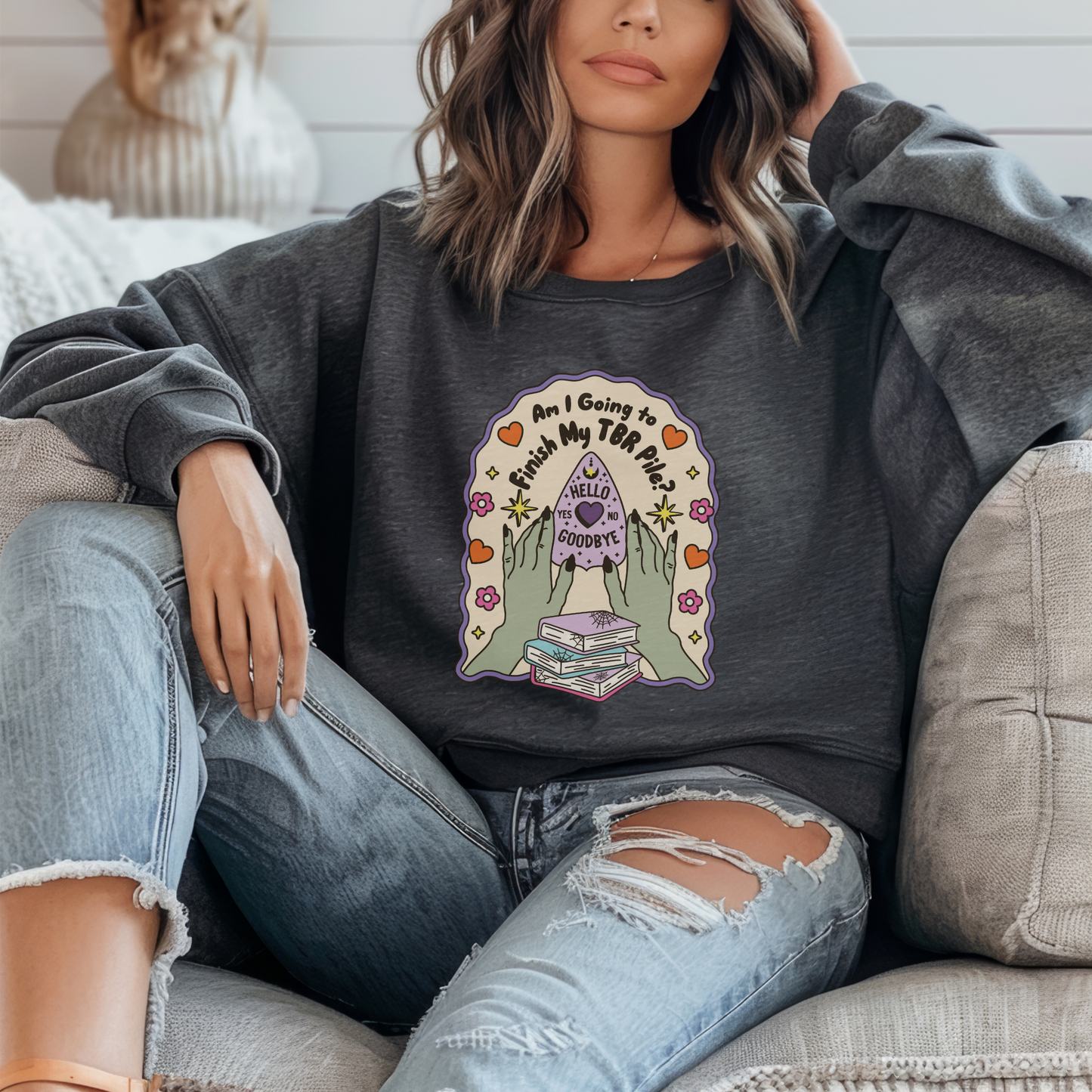 Am I Going To Finish My TBR Pile Ouija - Gildan Unisex Heavy Blend™ Crewneck Sweatshirt