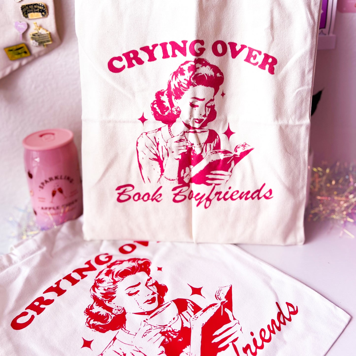 Crying Over Book Boyfriends Tote Bag (2 Colors)