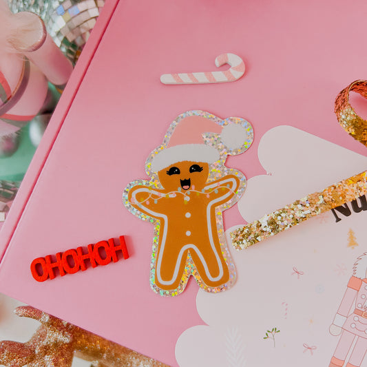 Gingerbread Girl • 3” Vinyl Glitter Sticker