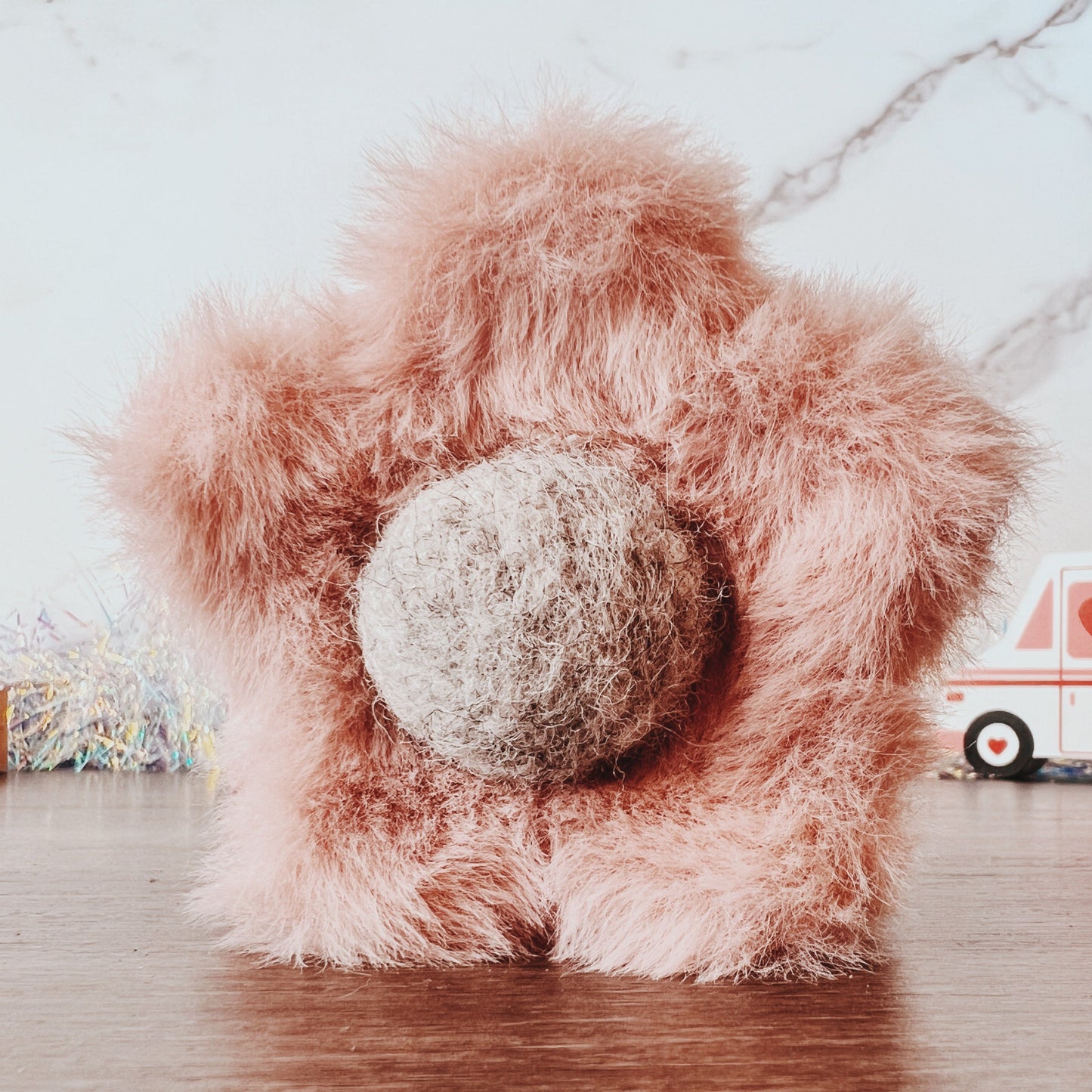 Nude Fuzzy Flower Claw Hair Clip