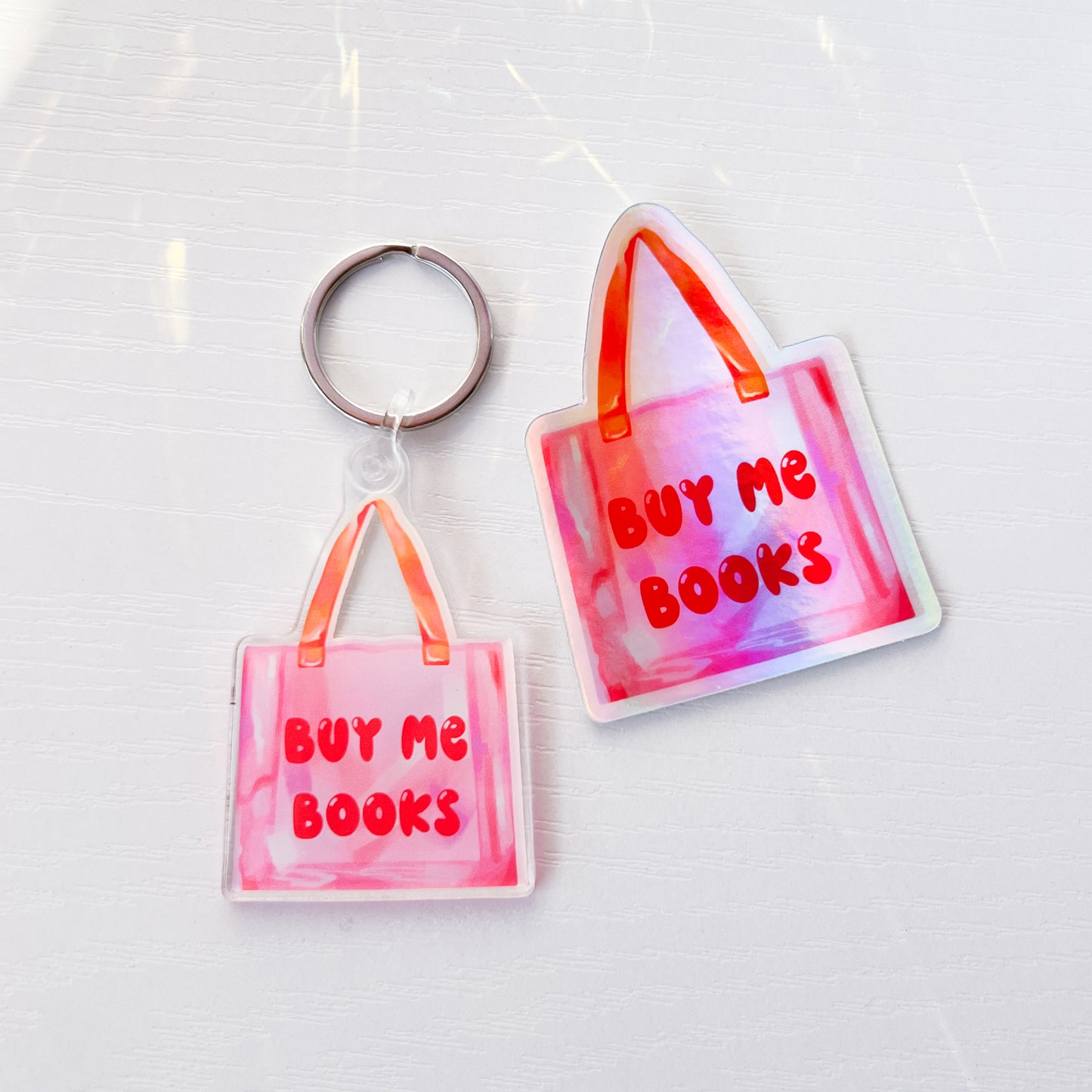 Buy Me Books Shopping Bag - 3” Vinyl Holographic Sticker