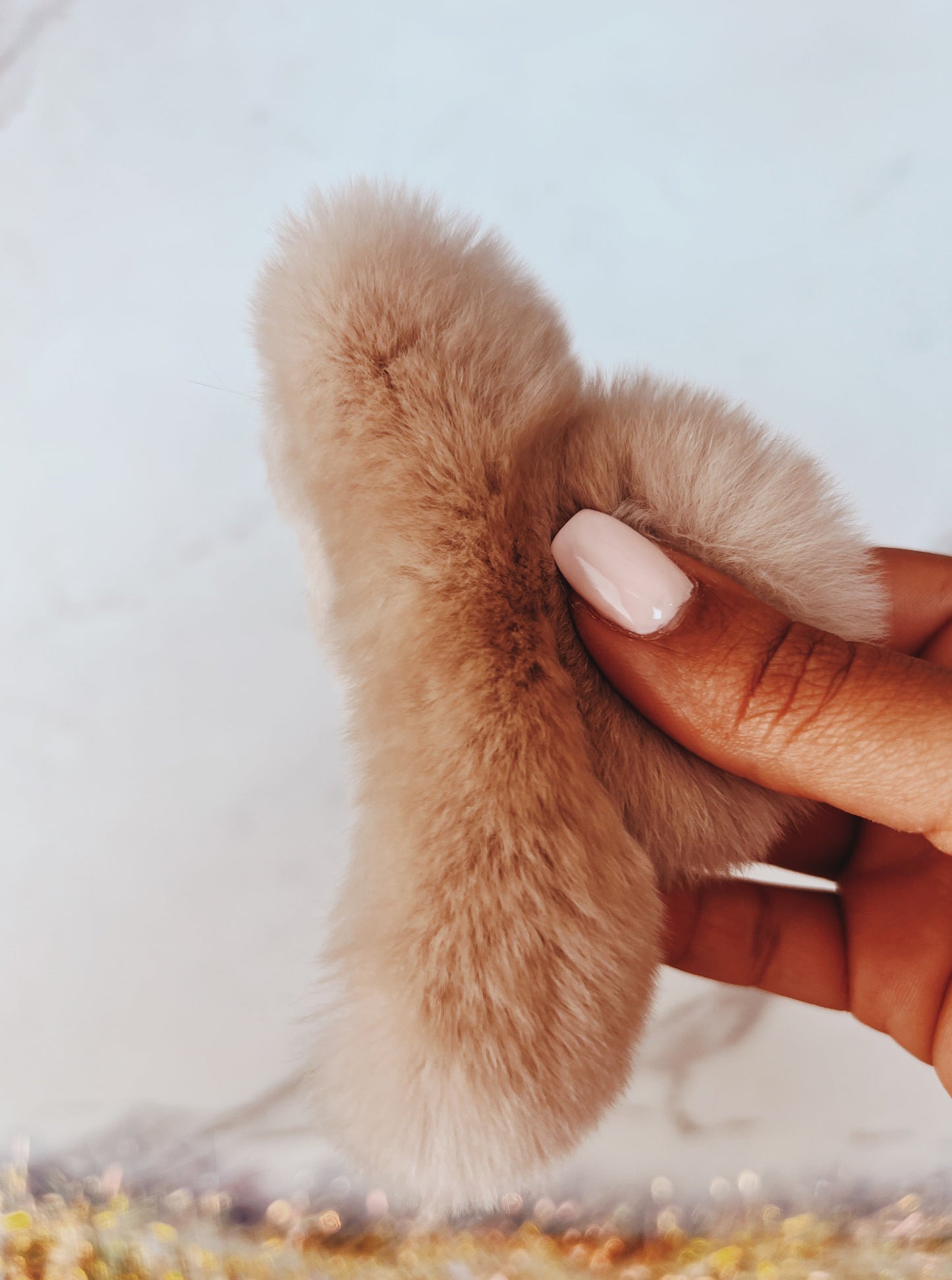 Nude Faux Fur Claw Hair Clip