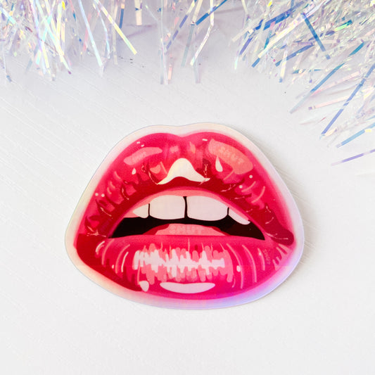 Smut Lips - Holographic Vinyl Sticker 3”