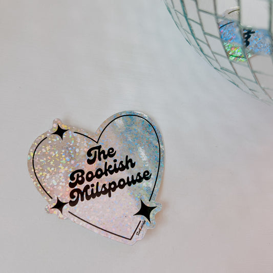 The Bookish Milspouse 3” Glitter Vinyl Sticker