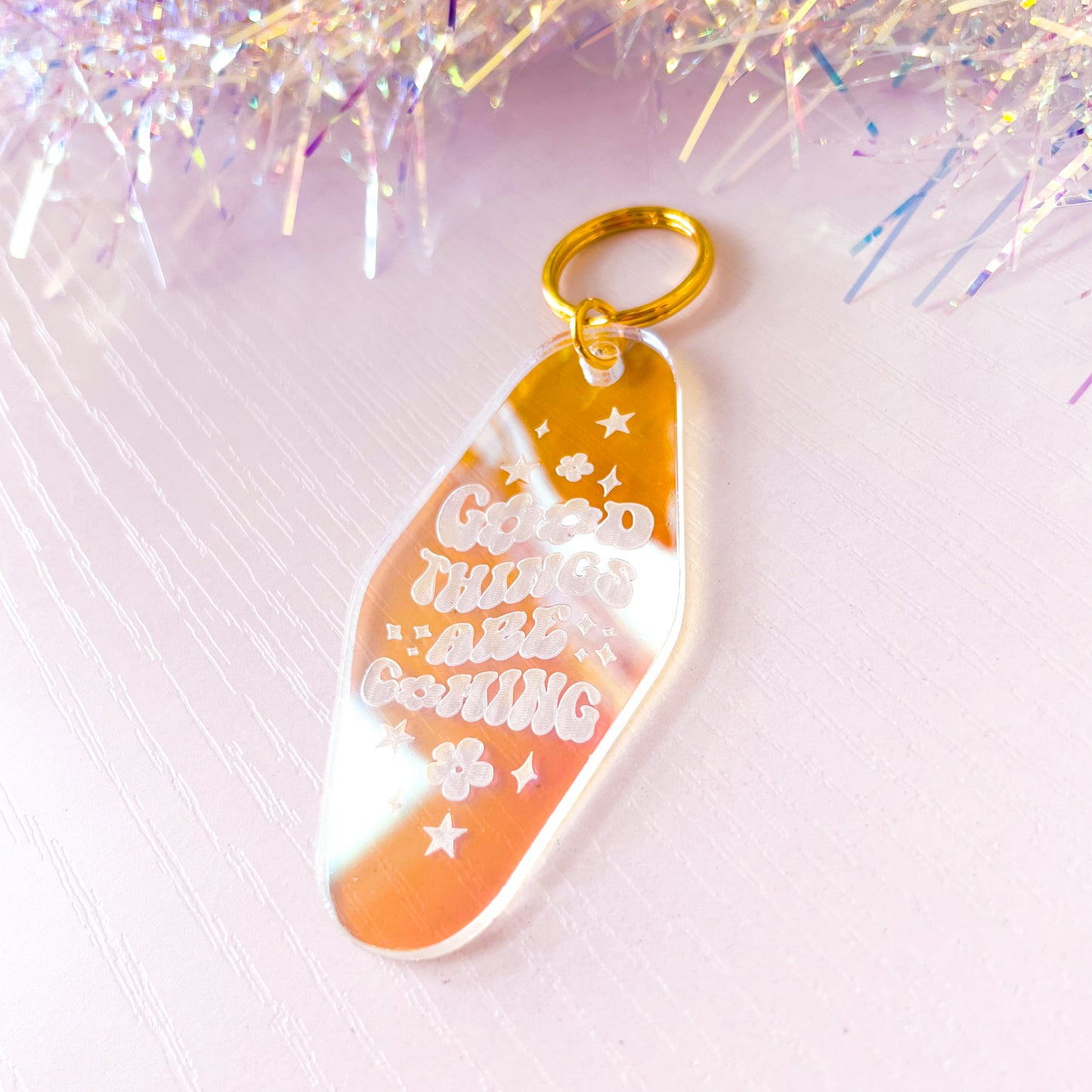 Retro Motel Style Good Things Are Coming Keychain