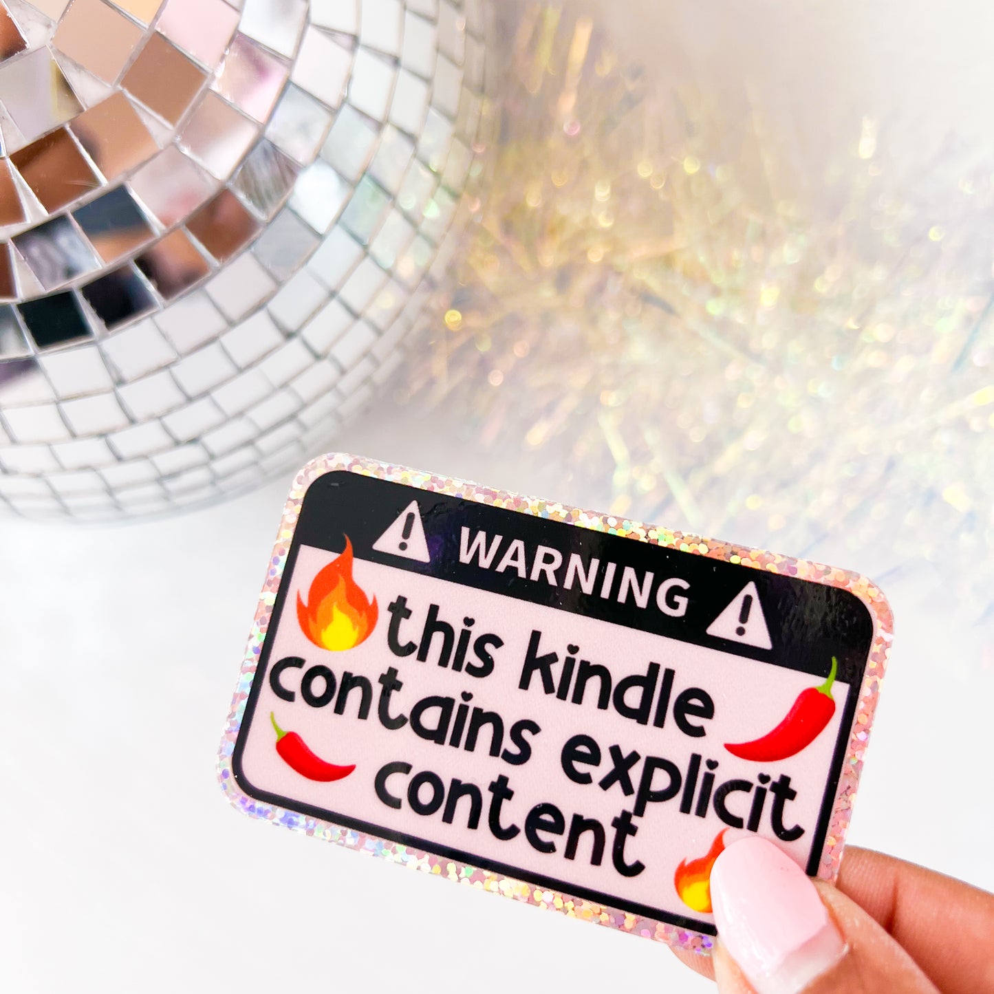 Warning This Kindle Contains Explicit Content - 3" Vinyl Glitter Sticker