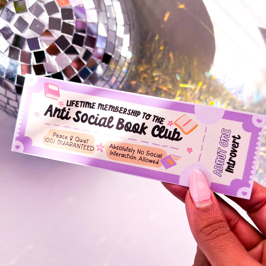 Anti Social Book Club Cardstock Bookmark