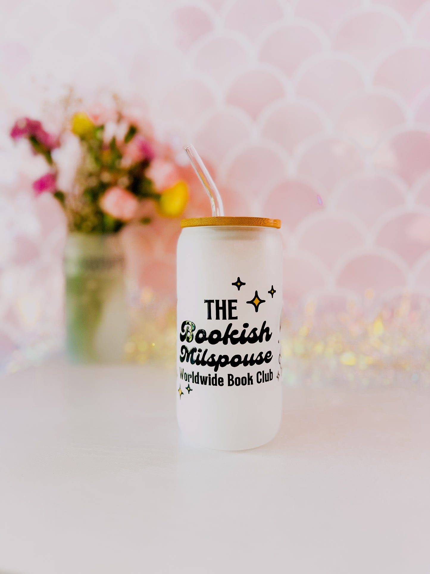 The Bookish Milspouse 16oz Frosted Glass Tumbler