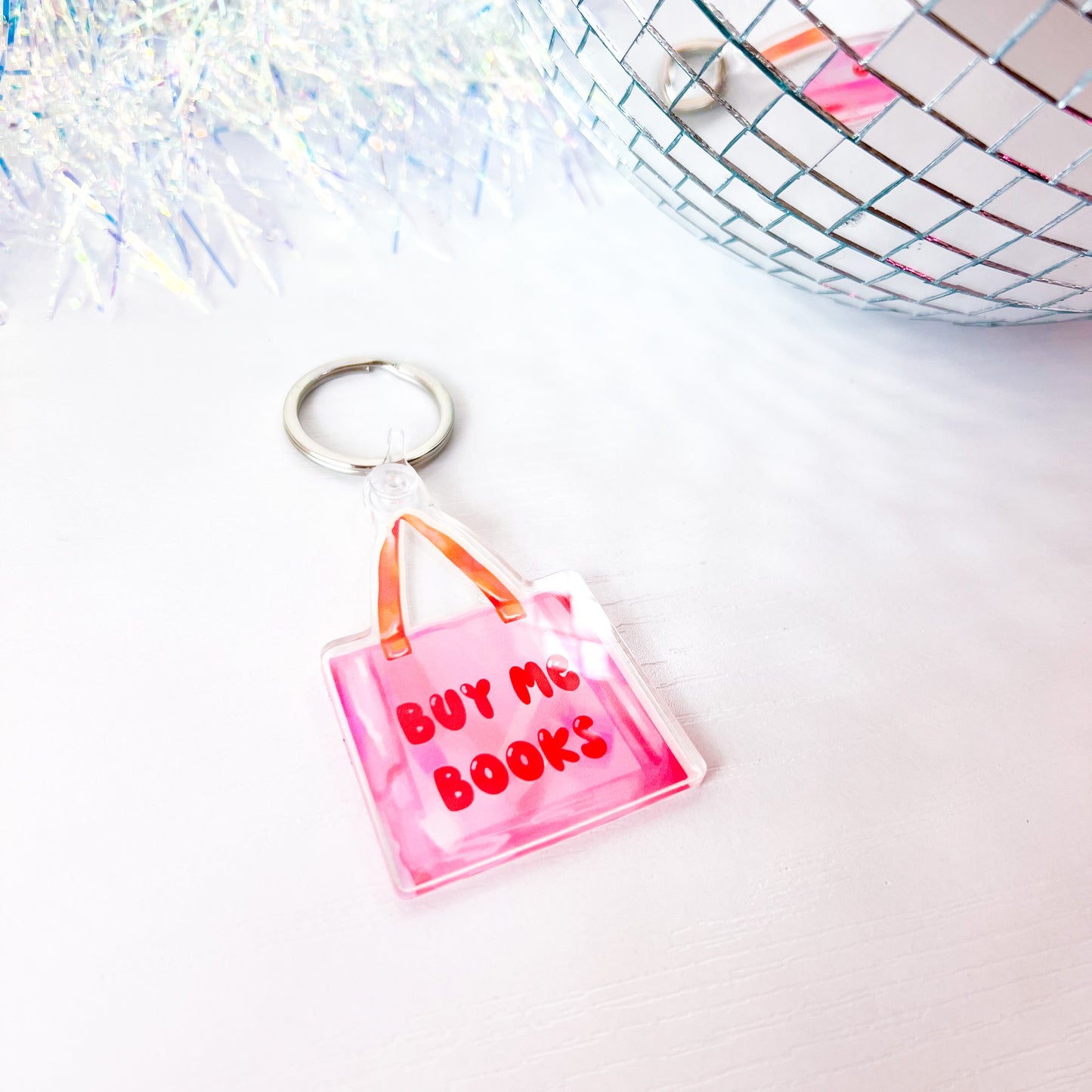 Buy Me Books Shopping Bag - Acrylic 3" Keychain