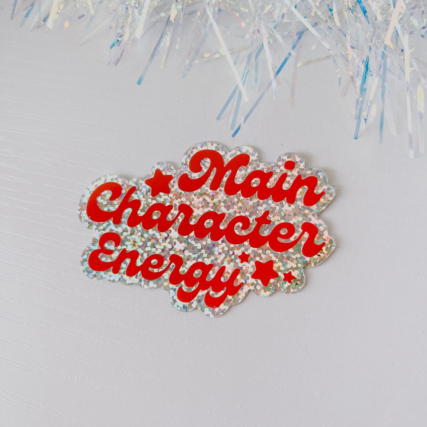 Main Character Energy - Glitter Vinyl Sticker 3"