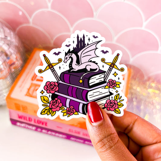 Romantasy Books & Dragon • 3” Vinyl Sticker