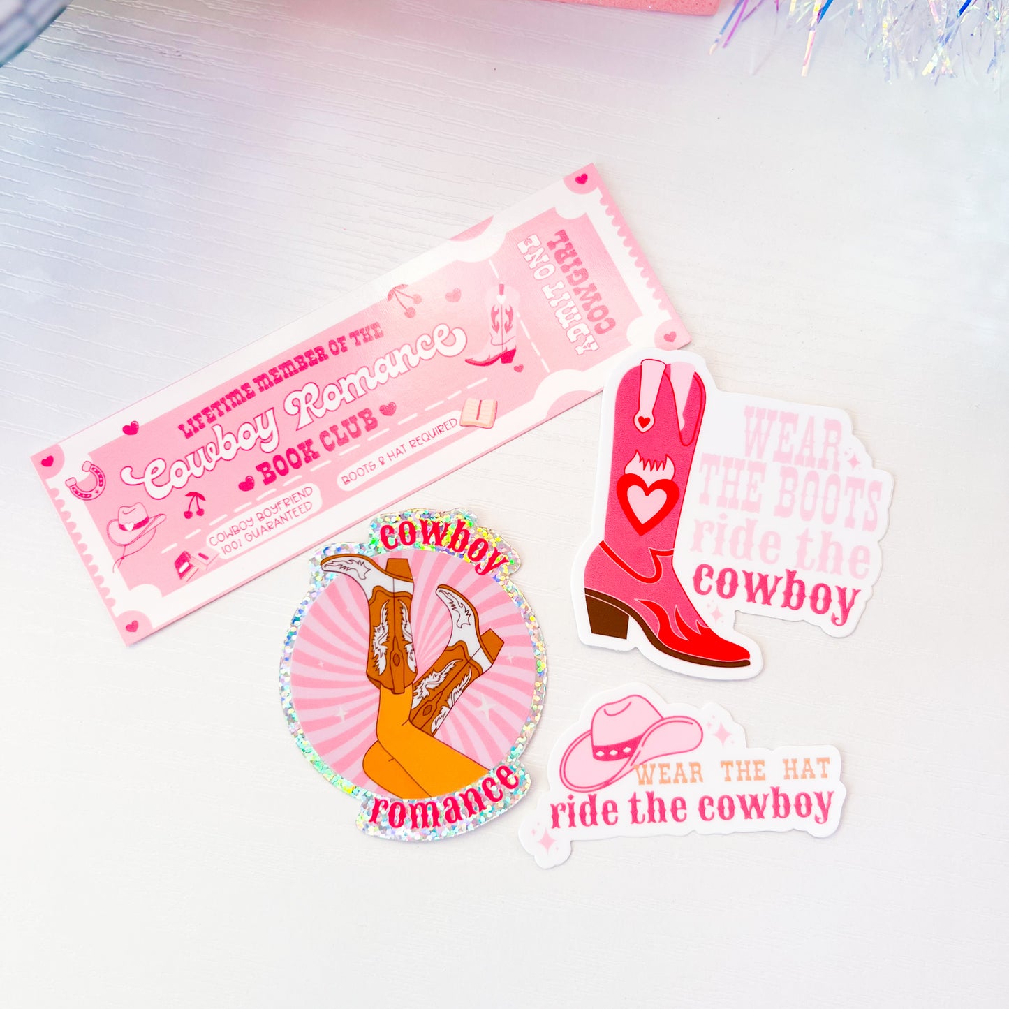 Cowboy Romance - 3” Vinyl Glitter Sticker