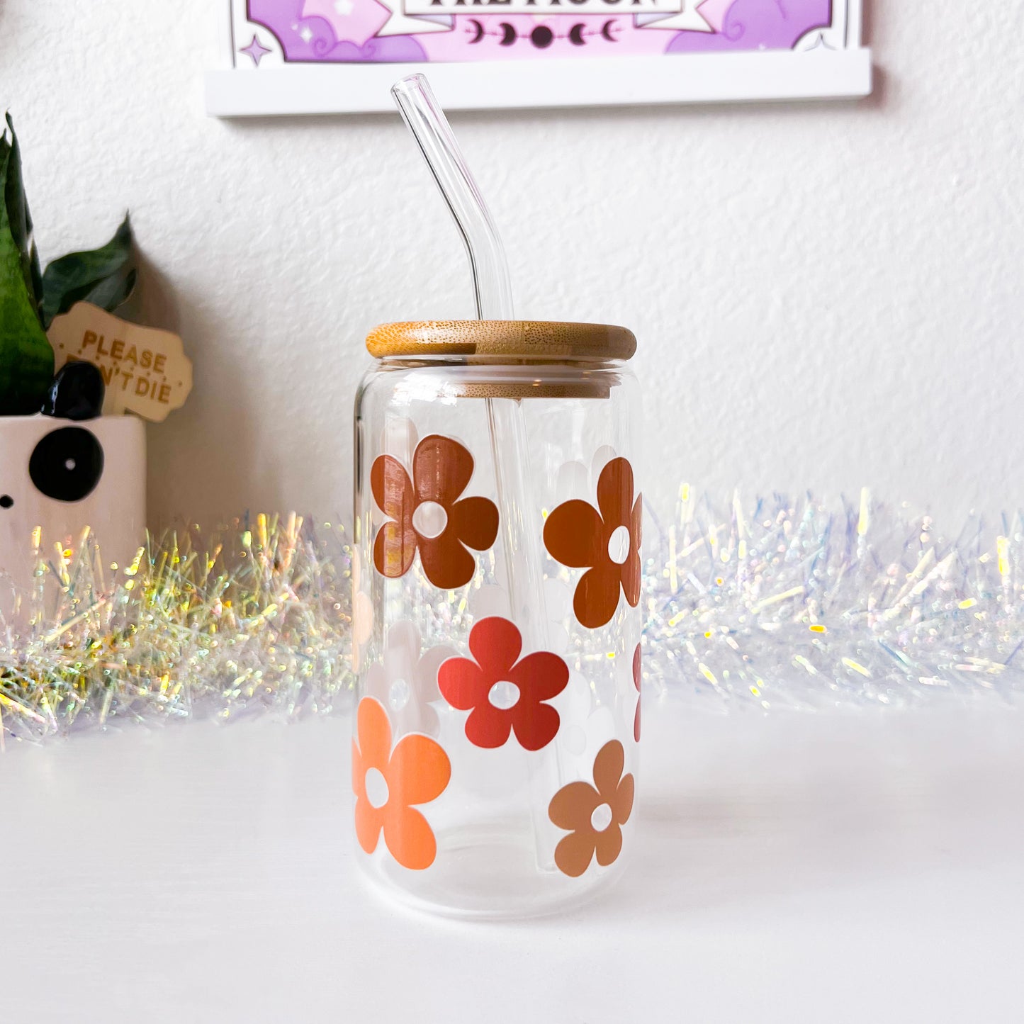 Fall Flowers • 16oz Glass Tumbler