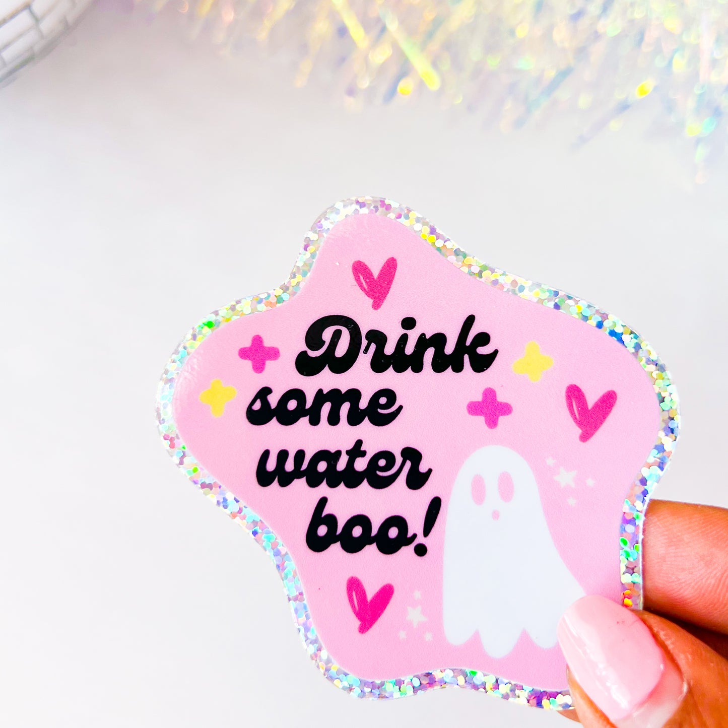 Drink Some Water Boo - 3” Vinyl Glitter Sticker