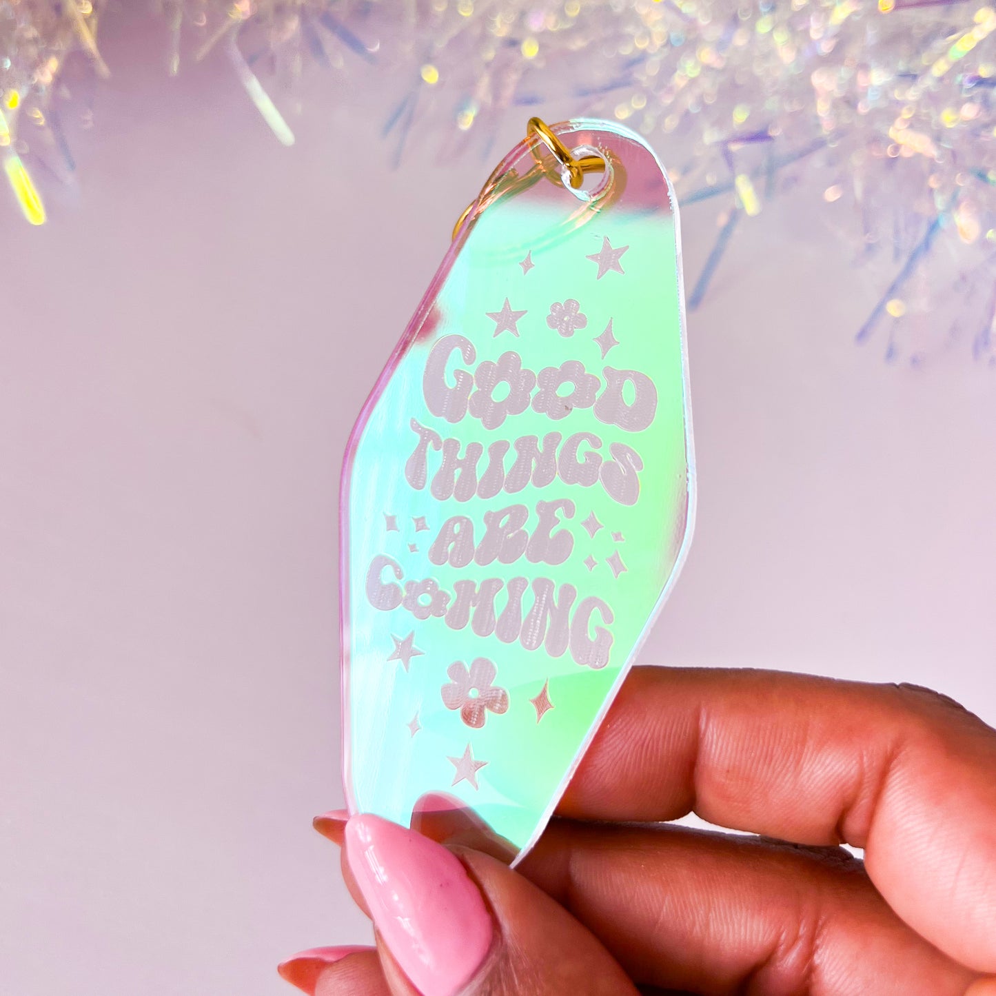 Retro Motel Style Good Things Are Coming Keychain