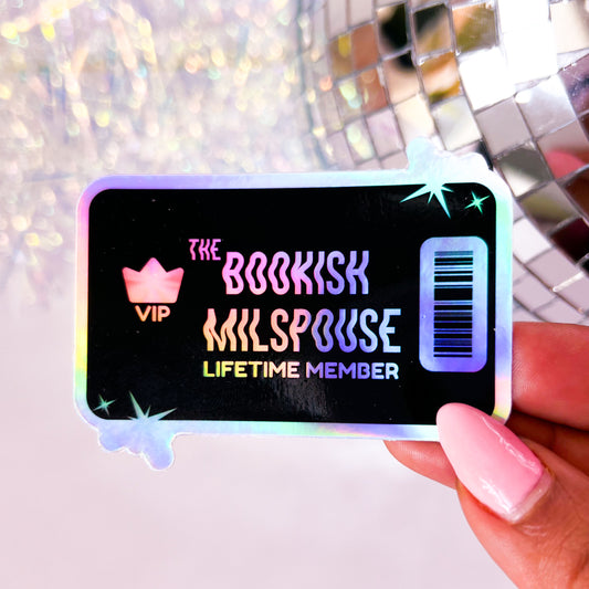 The Bookish Milspouse VIP Black Card - 3" Vinyl Holographic Sticker