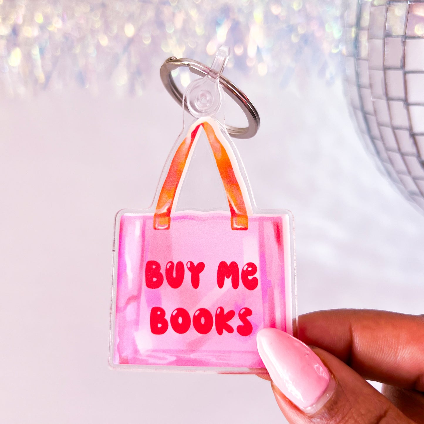 Buy Me Books Shopping Bag - Acrylic 3" Keychain