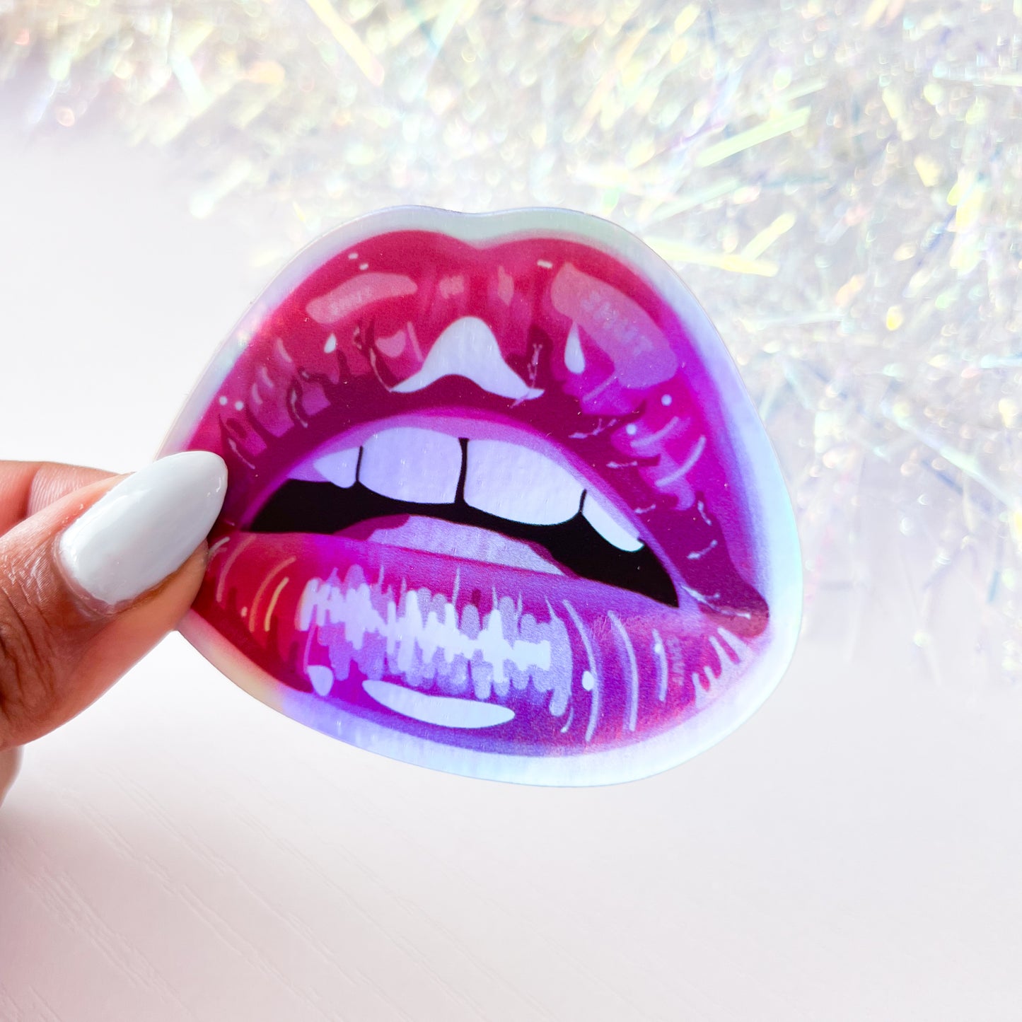 Smut Lips - Holographic Vinyl Sticker 3”