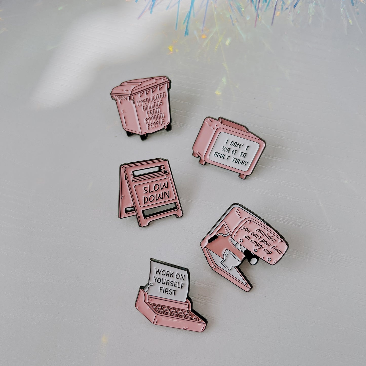 Pink Self Care Enamel Pin