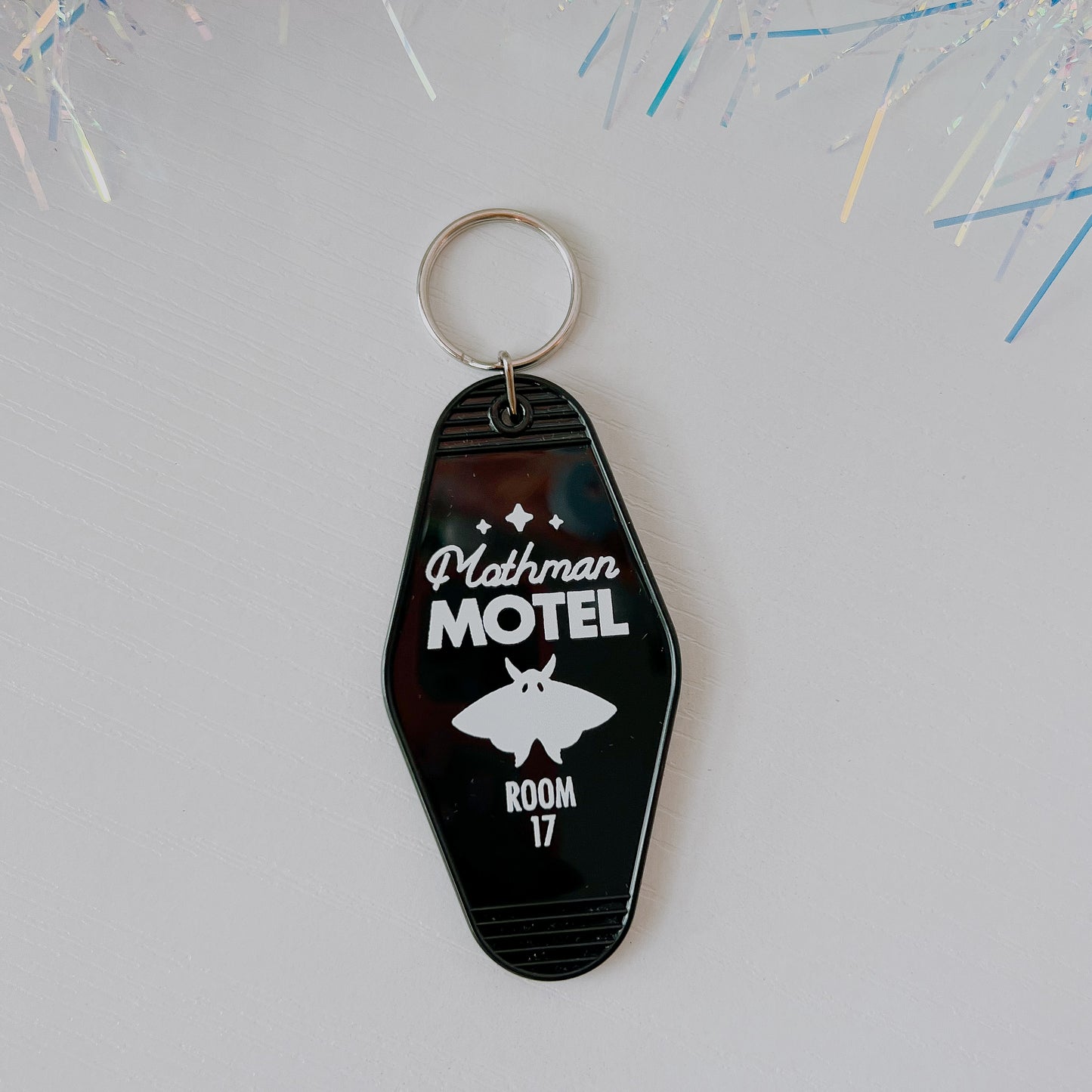 Retro Motel Style Mothman Motel Keychain