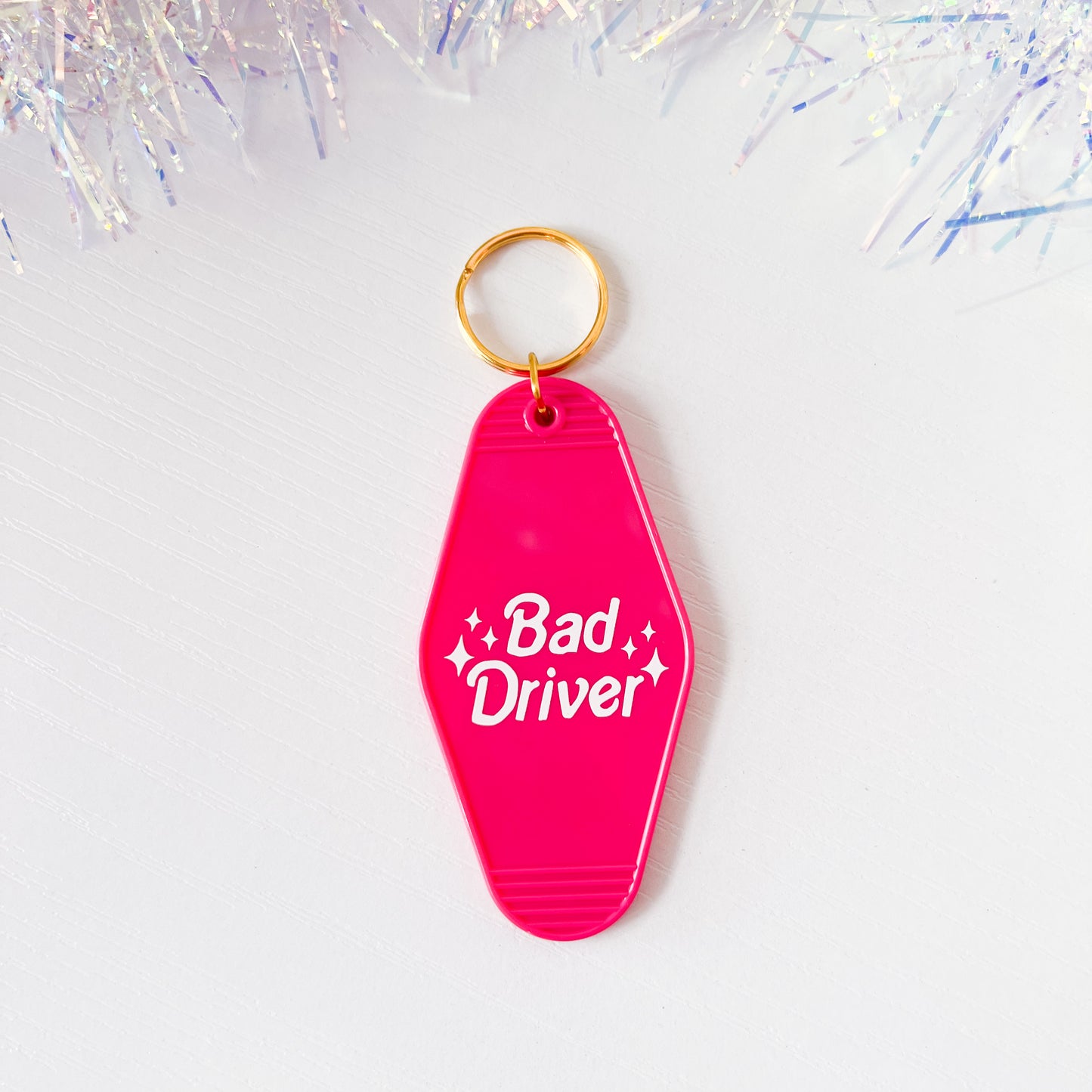 Retro Motel Style Bad Driver Barbie Keychain