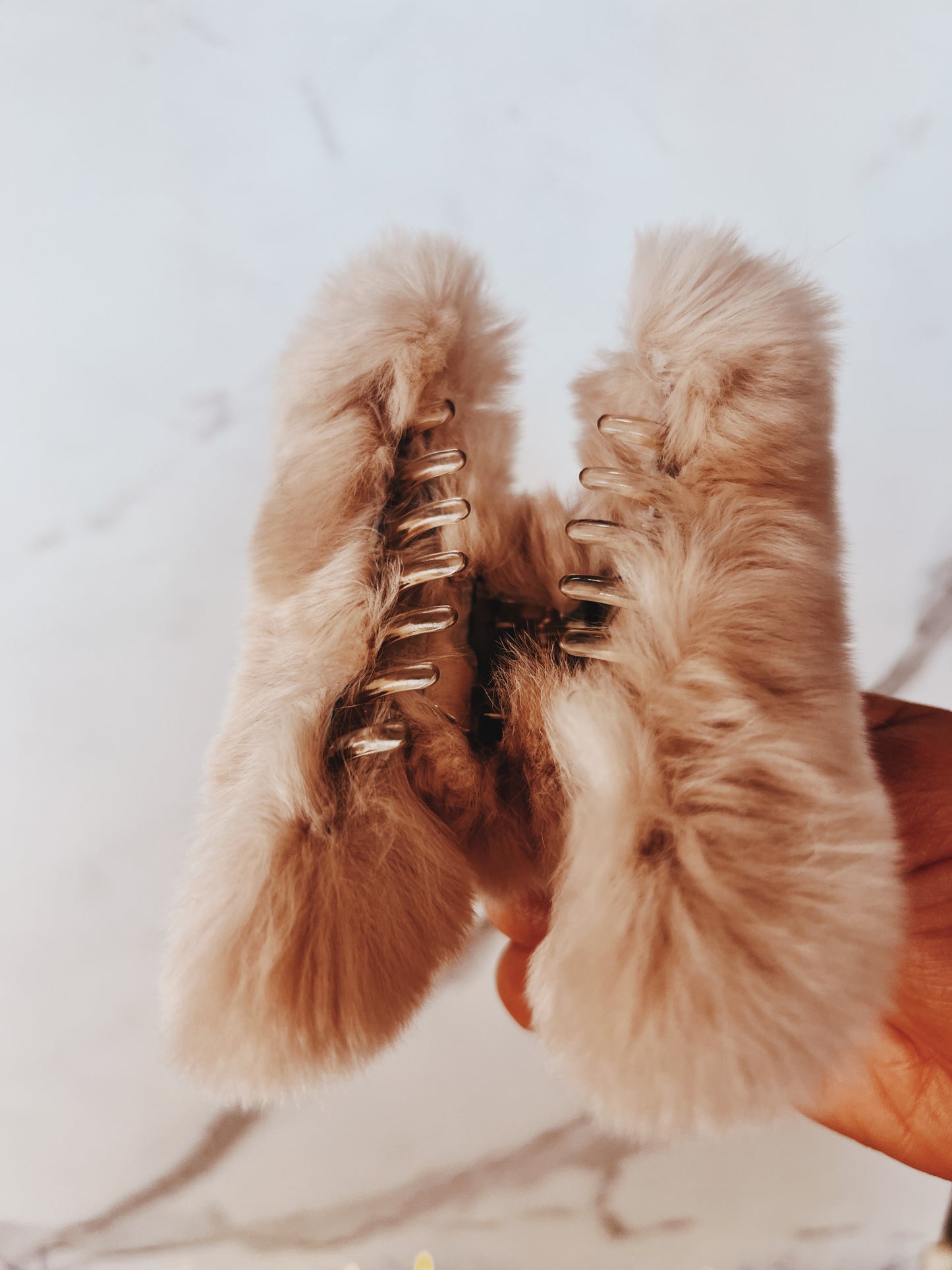 Nude Faux Fur Claw Hair Clip