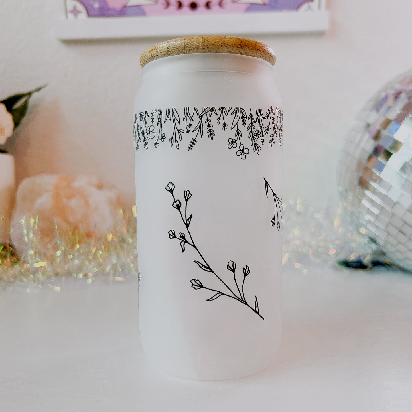 The Bookish Milspouse Frosted Glass 16oz Tumbler w/Bamboo Lid & Glass Straw