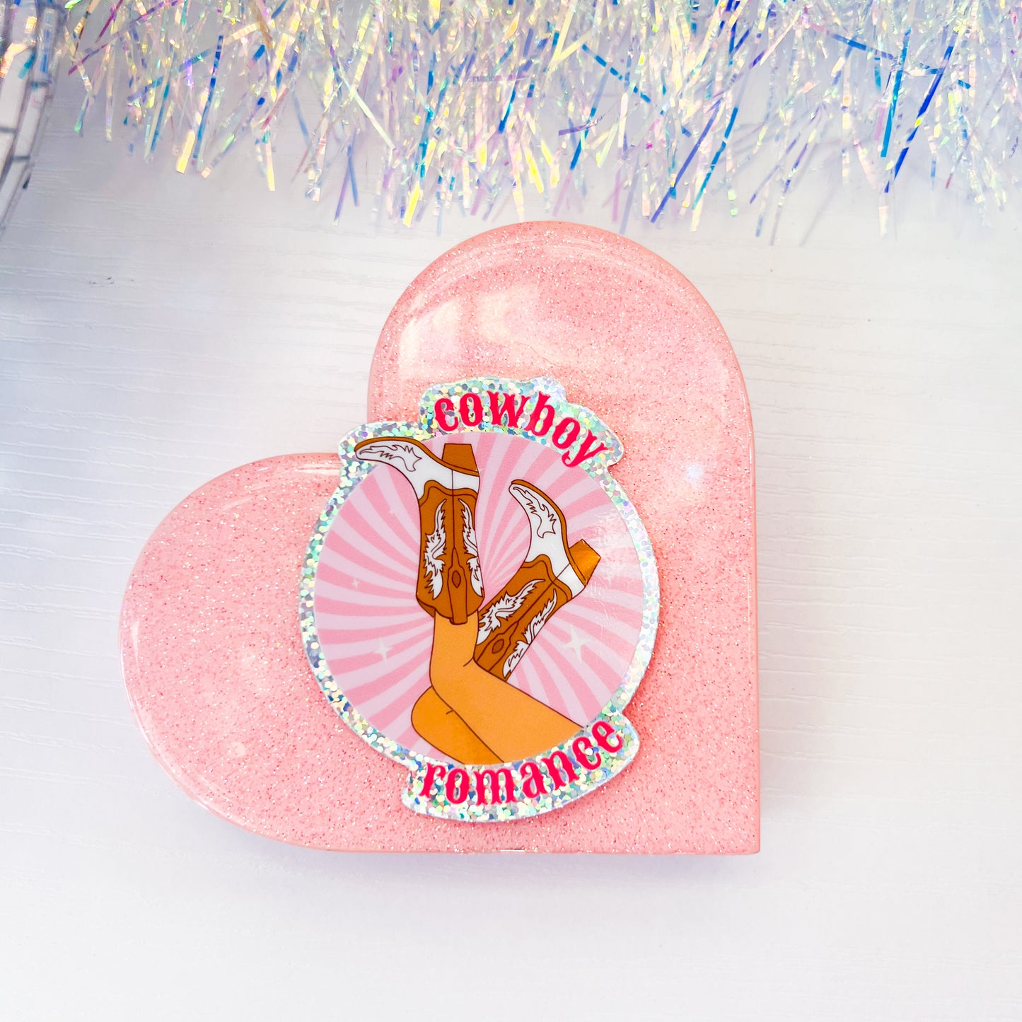 Cowboy Romance - 3” Vinyl Glitter Sticker