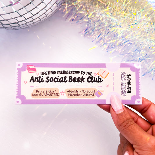 Anti Social Book Club Cardstock Bookmark